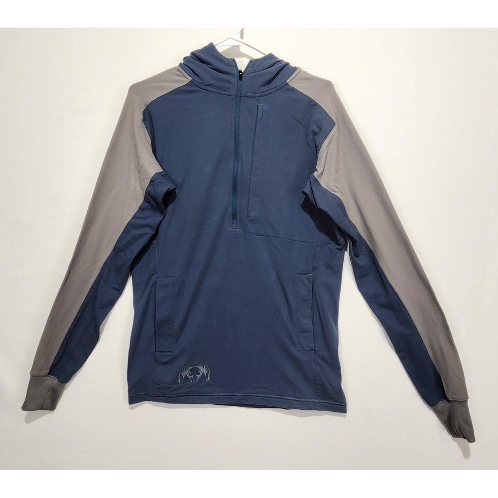 Kuiu Men's Half Zip Hooded Pullover Blue/Gray Size M